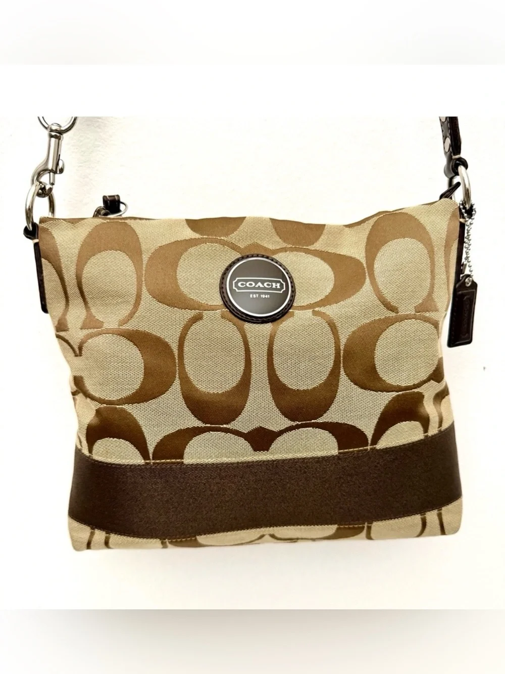 Coach Signature Stripe File Crossbody Bag F19220 / F17435